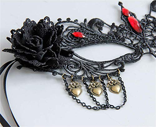 Cathercing Halloween Sexy Black Lace Eye Mask for Women Vampire Masquerade Red Eye Mask Costume Jewelry Accessories for Festival Cosplay Party - Image 5