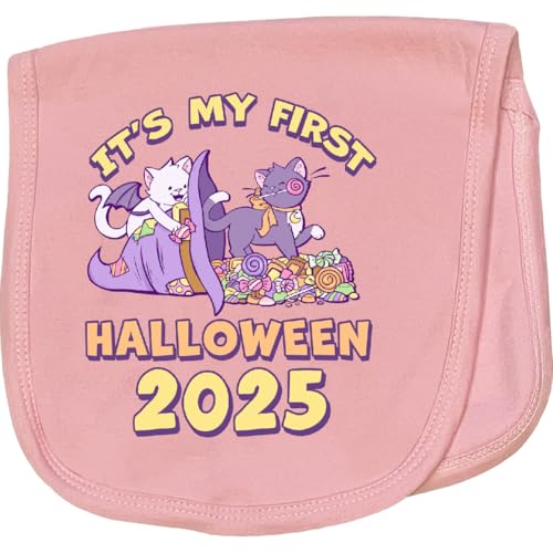inktastic It's My First Halloween 2025 Baby Burp Cloth Pink 464c3