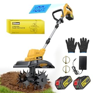 Motobineuse Electrique sans Fil avec 2 Batteries de 4,0 Ah, 400 TR/Min Batterie sans Balais, Largeur 23 cm et Profondeur 21 cm, Motoculteur Pliable pour Labourer et Ameublir Le Sol
