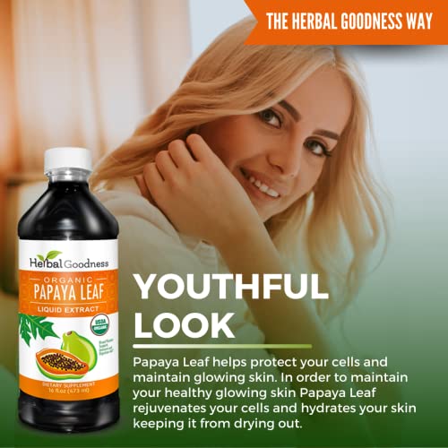 Papaya Leaf Extract Blood Platelet Support - 15X Strength - Natural Blood Platelet Boost & Digestive Aid - 16oz Liquid Extract Juice Case Qty (12)- Herbal Goodness