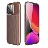 Spia Apple iPhone 13 Pro Case Brown Carbon Silicone Original Flexible Thin Improved Durable Anti-Shock Protector New Generation Design (Apple iPhone 13 Pro, Brown)