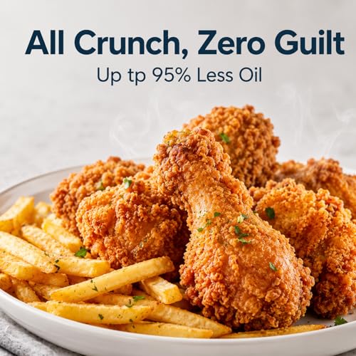 Image of Fullwill 6QT Air Fryer w /Window, 12-in-1: Fry,Roast,Bake,Dehydrate,Fries. Nonstick, Dishwasher-Safe Basket. Family /Friends Party. Max 400F,1700W,Dark Blue