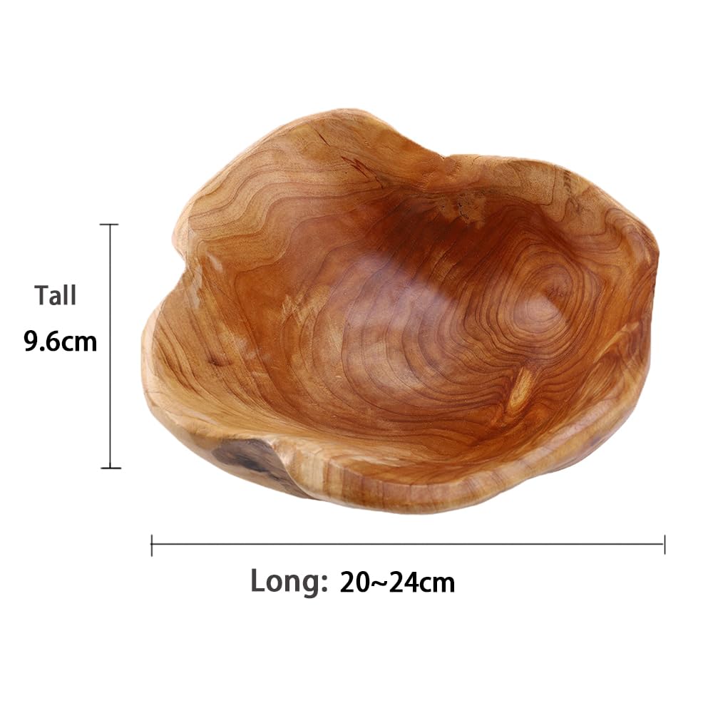 Insalatiera in legno, decorativa, in legno naturale, fatta a mano, irregolare per frutta, insalate, caramelle e snack (20-24 cm)