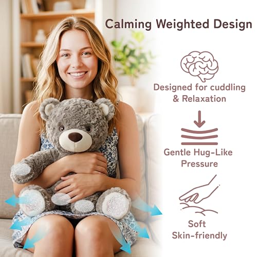 Image of Niuniu Daddy Brown Bear Weighted Stuffed Animals, Plush Toy Pillow for Kids
