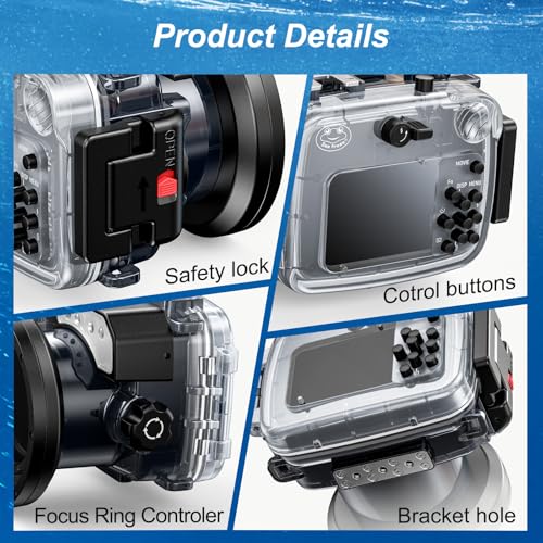Underwater Camera Housing Compatible with Sony RX100 VII IPX8 40m/130ft Maximum Diving Depth Sea frogs RX100 Ⅶ Waterproof Camera Housing for Diving, Surfing, Rowing RX100-7