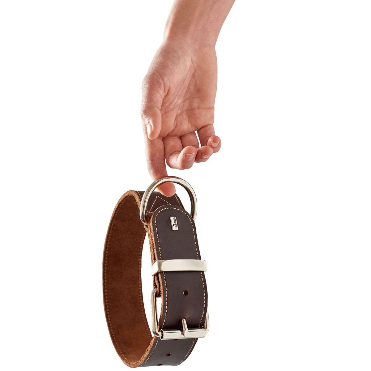HUNTER Collier pour Chien Aalborg Special, Couleur : Brun foncé, Cuir Fortement graissé, Robuste & résistant, surpiqûres contrastées, idéal pour Le Sport canin, Made in Germany, Taille : 65
