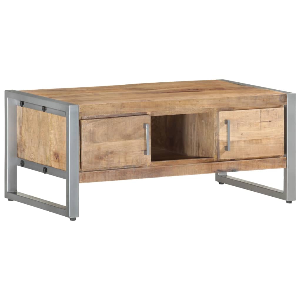 Table basse en manguier brut pour réchauffer l'ambiance de vos soirées au salon