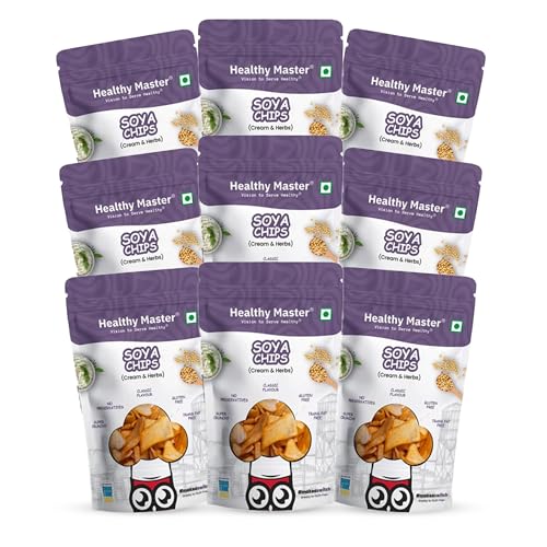 Image of Healthy Master Soya Chips Combo 900g (100g Each) Pack of 9 | Light & Crispy | High Protein Chips | Gluten-Free | No Maida, No Palm Oil | Low-Calorie | Healthy Snacks for Adults & Kids