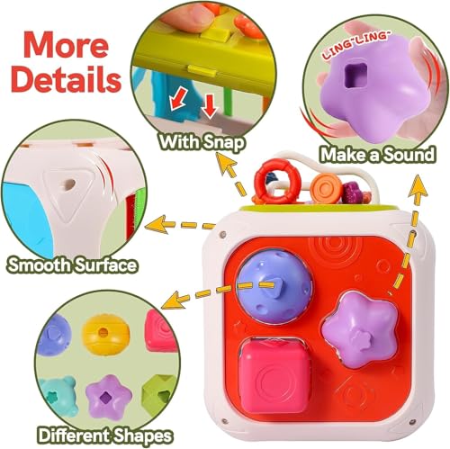 Image of Cable World Baby Toddler Activity Center Musical Activity Cube Play Learning Center Toy Interactive Educational Activity House Multi-Functions with Lights Sounds (7 in 1 Cube)
