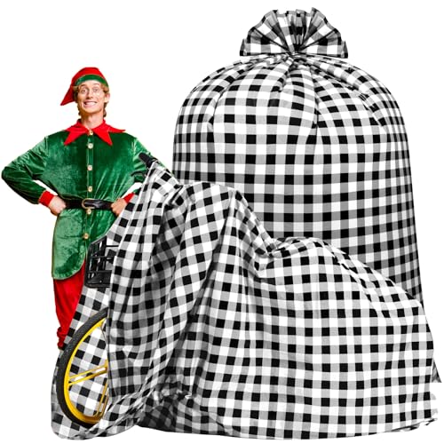 Teling 2 Pcs 80 x 60 in Jumbo Bike Gift Bags Christmas Extra Large Bicycle Plastic Gift Bags for Heavy Large Xmas Present(Green Black)