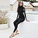 Women Muslim Swimsuits Long Sleeve Modest Swimwear Islamic Arabic Burkini Full Body Cover Muslim Dress Top Swimming Pants 2 Pieces Athletic Rash Guard Surfing Suits Sun Protection Black Gold XL