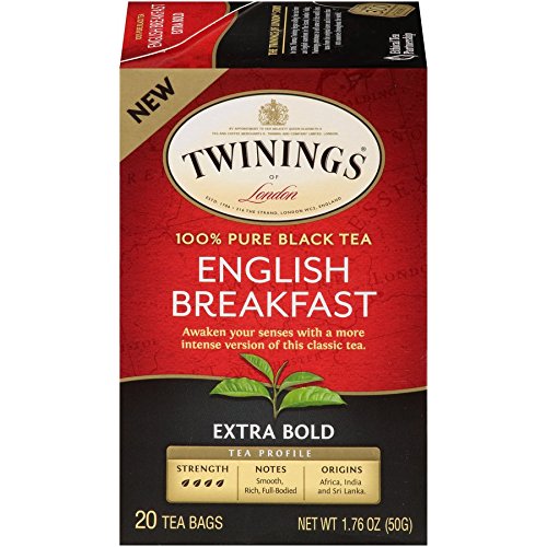 Twinings Extra Bold English Breakfast Individually Wrapped Tea Bags, 20 Count Pack of 6, Caffeinated, Robust Black Tea