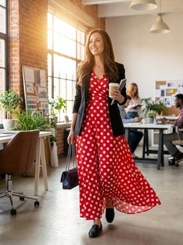 Image of Yajedo Womens Casual Summer Maxi Dress Plus Size Sexy Wrap V Neck 3 /4 Sleeve Sundress with Pockets