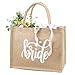 SUPRROW Bride Jute Tragetasche mit Schriftzug und Weiß Schleifenband,Bride Kosmetiktasche Braut Geschenk JGA Accessoires,aus Jute Braut Geschenk für Junggesellenabschied Hochzeit