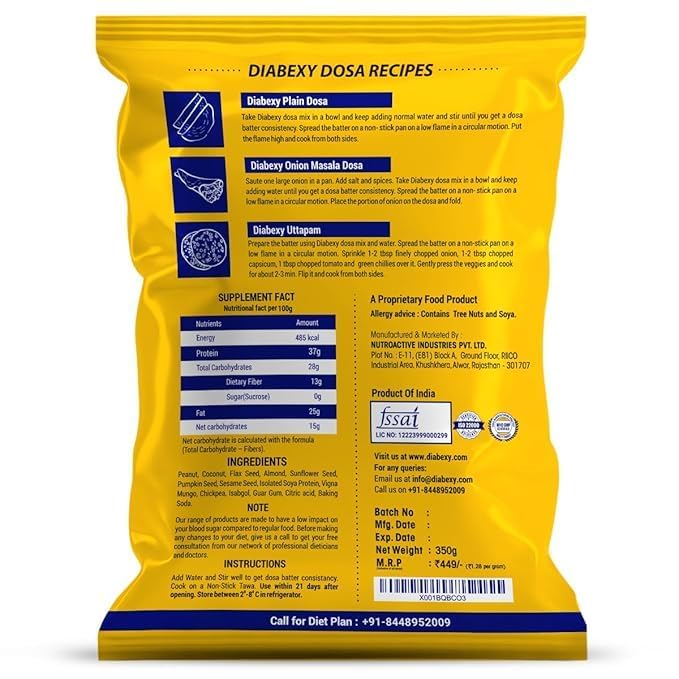 Image of Diabexy Dosa, Sugar Control Instant Dosa Mix- 350 gm