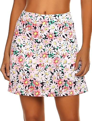 Image of Jawdrobe Women's Women's & Girls High Rise Flared Skorts Stretchy Opaque Skater Skirts with Shorts