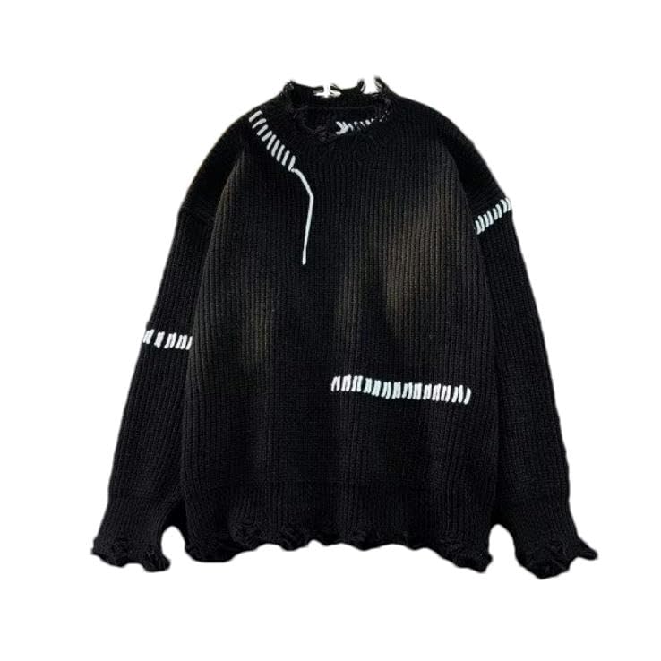 Pull en tricot pour homme ample patchwork résistant aux froissements d'automne - 3
