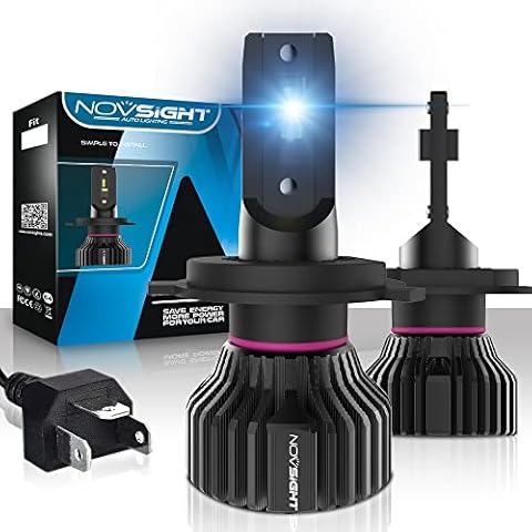 NOVSIGHT H4 LED Headlight Bulbs, 10000LM Car H4 LED Headlight Extremely Bright Headlight Bulb, 50W 6500K Xenon White H4 LED Vehicle Replacement Bulb(2 PCS) (H4) Cover