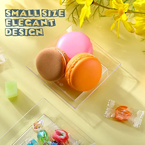 Zhehao 100 Pcs Square Plates Set, 3.6 Inch, Plastic Dessert Plates Disposable Cake Plates Appetizer Plates Plastic Dinner Plates Fiesta Party Plates For Dessert Parties Wedding Reception (Clear) #TOP3