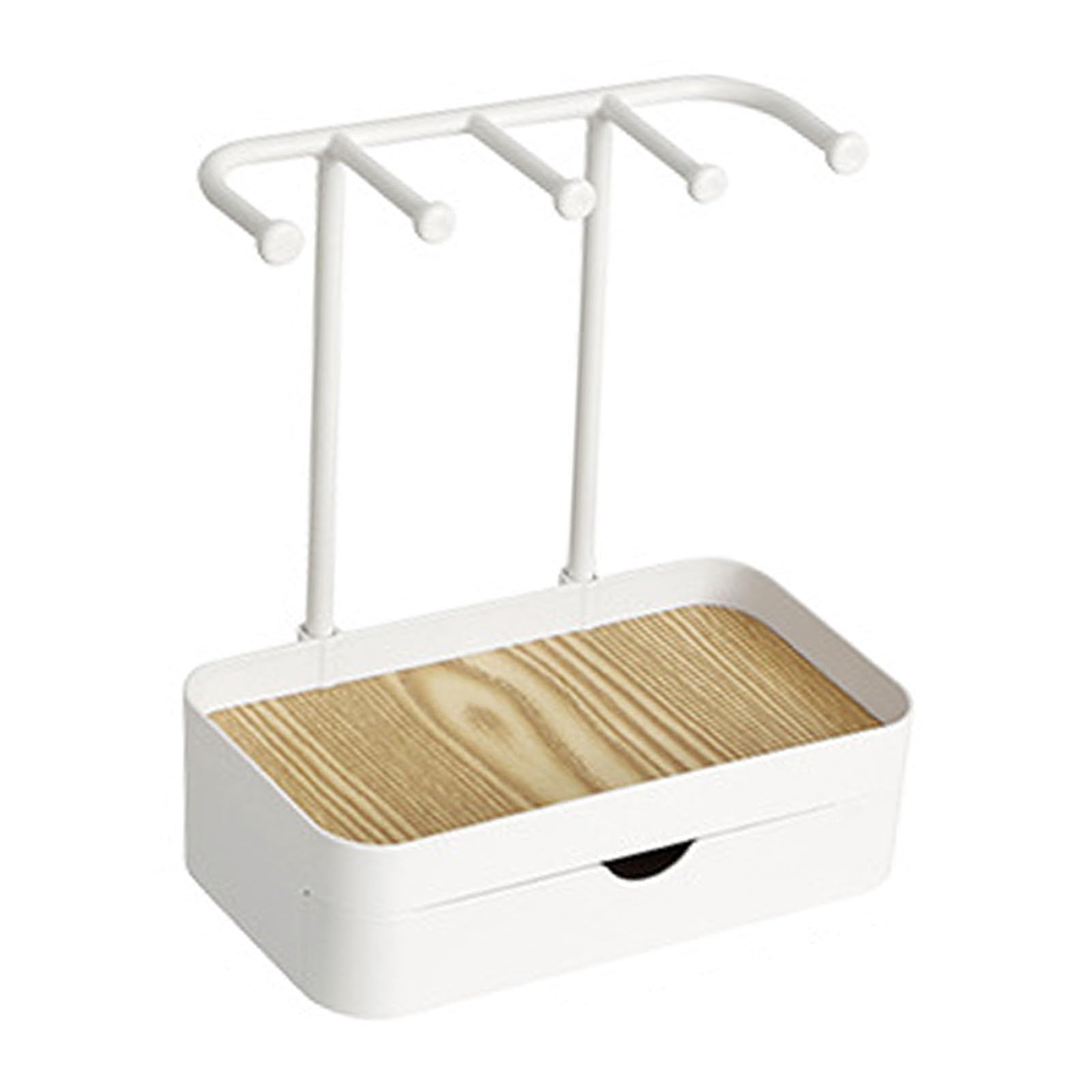Jelquix Jewelry Organizer Stand Elegant Double Layer Jewelry Display Rack for Necklaces Bracelets Earrings for Bedroom Vanity (White)