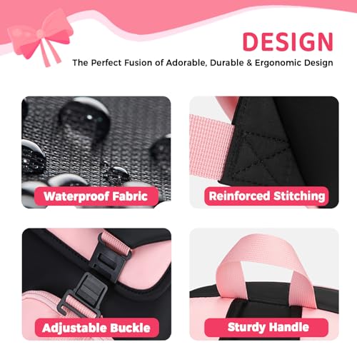 3pcs Cute Aesthetic Girls Backpack with Lunch Box Pencil Case Set, Elementary Middle High School Student Book Bag for Kids Teens, Large Capacity Kawaii Preppy Bow Tie Bookbag4