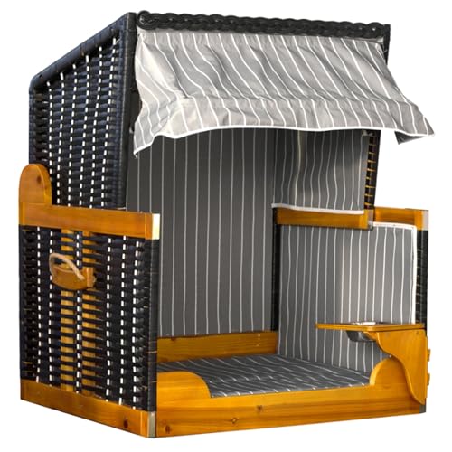 deVries Hundestrandkorb - inkl. schwenkbarem Napf - Maritimer Look