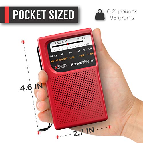 image for PowerBear Portable Radio | AM/FM, 2AA Battery Operated with Long Range