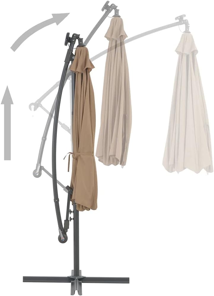Hanging Parasol with LED Lighting,Outdoor Sun Shade,Table Umbrella,Patio Umbrella,Balcony Cover,Picnic Umbrella,Beach Umbrellas,for Garden,Parties,Picnics,BBQ, 118.1" Green Metal Pole