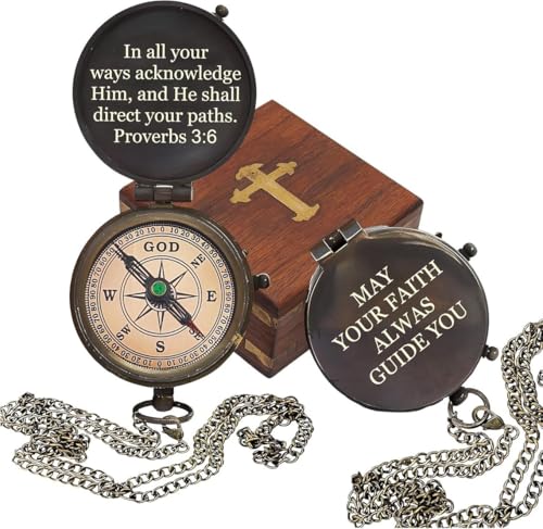 Brújula personalizada grabada a mano, brújula funcional con cadena, regalo para hombres en aniversarios, Día del Padre, Navidad, cumpleaños, día de San Valentín y graduación miniatura 2