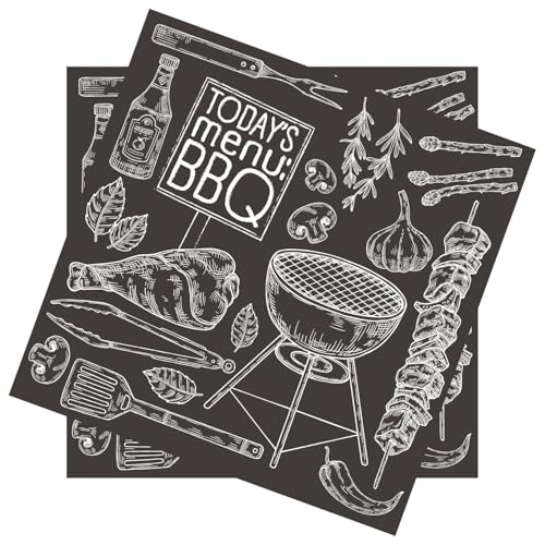 20 Servietten Essen Vorbereitung zum Grillen als Tischdeko. Papierservietten mit Motiv. Auch für Decoupage und Serviettentechnik 33x33cm