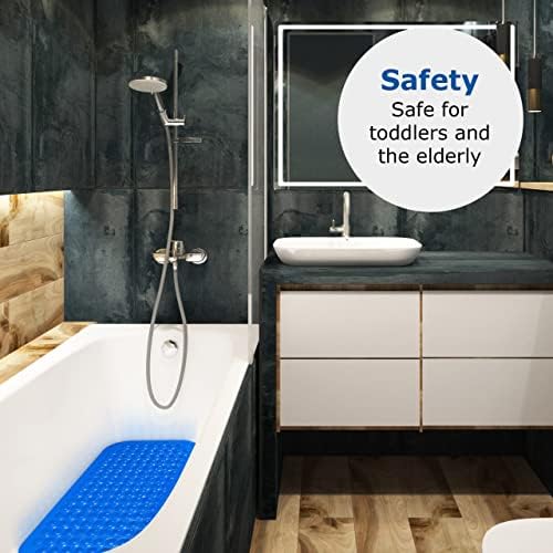 Bath Mat Non Slip, Shower Mat, Bathroom Mat, Suction Cup + Drain Holes, Anti Mould, Machine Washable, Suitable For Elderly + Children, 70cm x 35cm