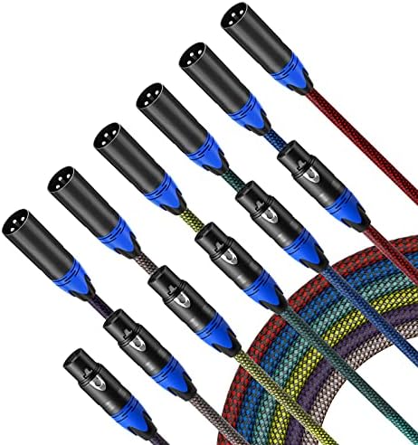 FURUI Upgraded XLR Cable 3ft 6Pack, Nylon Braided XLR Male to Female Microphone Cable Heavy Duty Balanced XLR Cable Compatible with Preamps/Speaker Systems and More