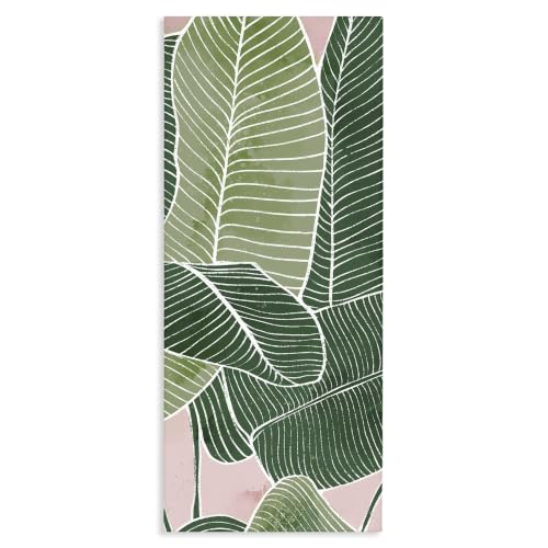 Pink Tropical Patterned Leaves, 10 x 24 Inch Canvas Wall Art