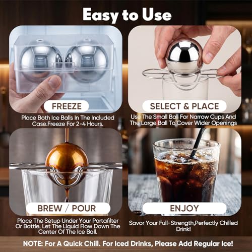 4 Pack de Esferas de Enfriamiento de Acero Inoxidable para Espresso miniatura 4