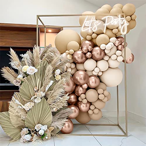Image of 107Pcs Balloon Arch Kit - Double Stuffed Neutral Balloons, Dusty Rose & Rose Gold, Wedding & Birthday Party Decorations