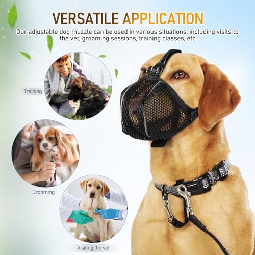 VICASKY Netzmaulkorb für Hunde Verstellbarer Beisschutz aus Meshgewebe Atmungsaktiv und Komfortabel zum Schutz vor Kauen und Beißen Wiederverwendbar und Einfach zu Reinigen