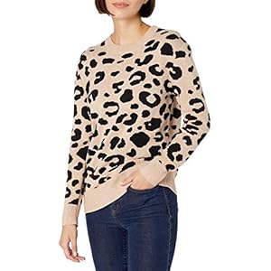 Amazon-Marke: Daily Ritual Damen pullover-sweaters Ultra-soft Leopard Jacquard Crewneck Pullover Sweater