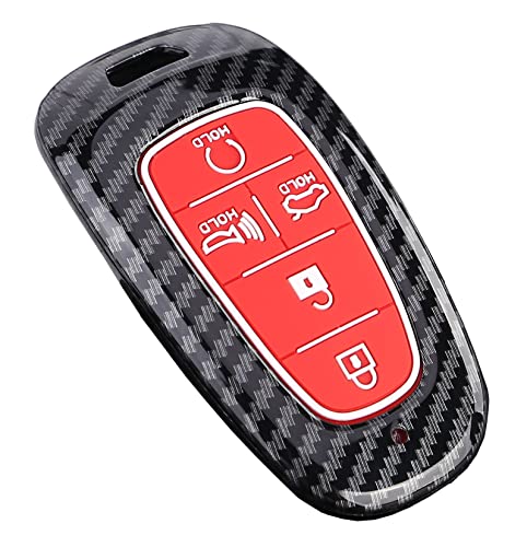 Coque pour clé Hyundai Sonata 2020 5 boutons accessoire rouge carbone