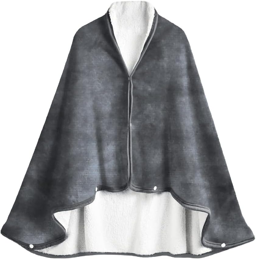 ITODA Wearable Blanket Shawl Coral Throw Warm Poncho Soft Cold Watching TV Couch Sofa Chair Wrap Home Office School Travel Cozy Adult Cover with Buttons