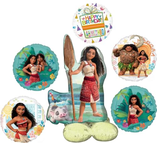 Moana's Birthday Party Supplies Airloonz and Foil Balloon Bouquet Decorations