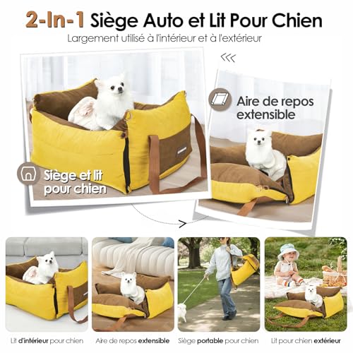 Siège auto pour petits chiens lavable avec zone extensible et rangements intégrés - 7