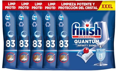 Finish Powerball Quantum Infinity Shine Dishwasher Tablets, Powerful Cleaning and Glass Protection, 415 Tablets (5 x 83 Tablets)