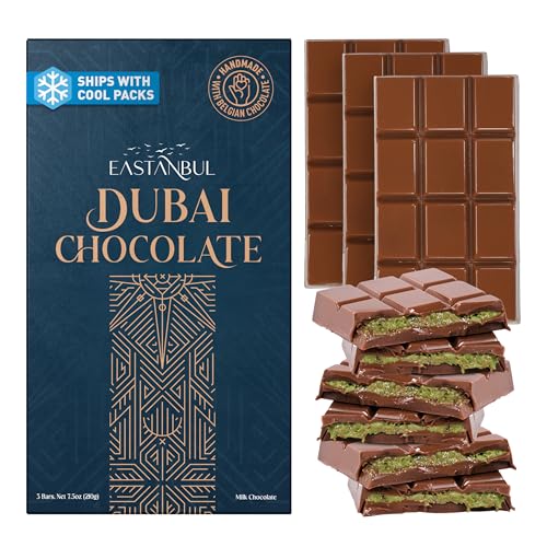 Eastanbul Dubai Chocolate Bar Pistachio, 7.5oz, Premium Pistachio Dubai Chocolate Bar, Dubai Chocolate with Shredded Phyllo Dough, Dubai Knafeh Pistachio Chocolate Bar, Viral Dubai Chocolate Bar