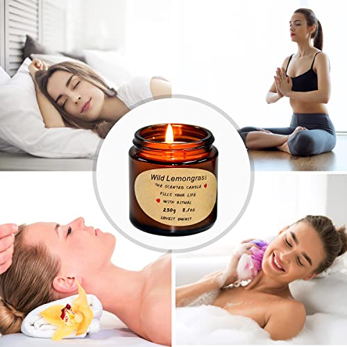 Scented Candles For Home, Wild Lemongrass Scented Candles, 8.1 Oz 45 Hour Burn, Aromatherapy Candles In Jar, Natural Soy Wax Jar Candles Christmas Thanksgiving Birthday Gifts For Women Men #TOP4