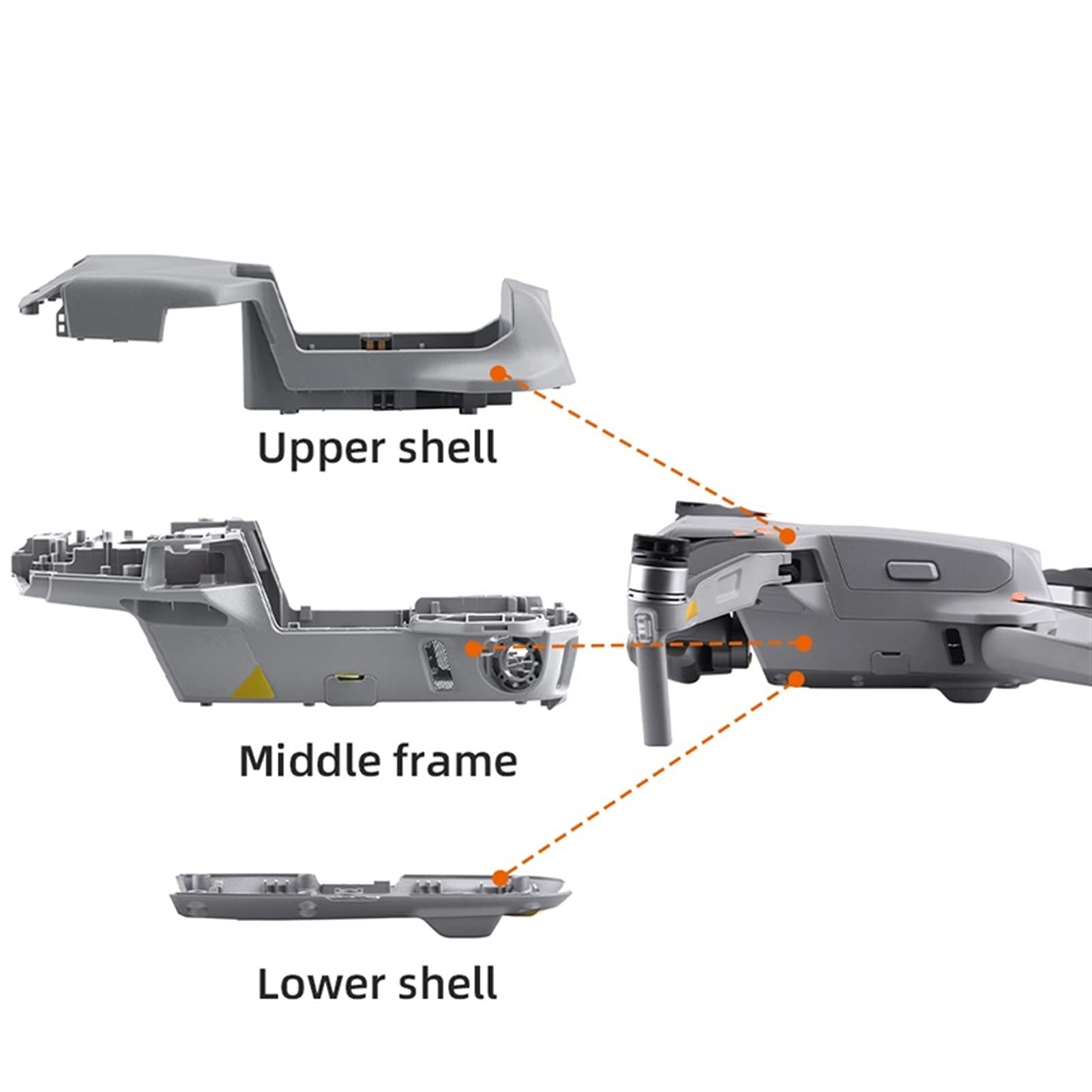 Nadwozie Skorupa Silnik Ramię Górne Dolne Środkowe Rama Przód Tył Lewe Prawe Ramiona Naprawa Części Zamienne, dla Mavic, Air 2S Ramię wymienne do drona FPV(Body shell 3 in 1)