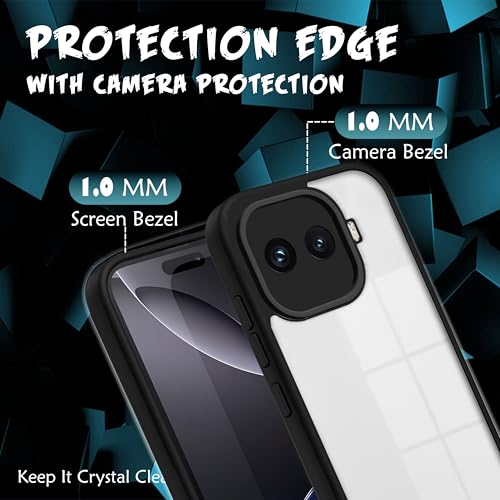 Image of V-TAN Back Cover for IQOO 15R 5G | TPU | Transparent Crystal Clear Case Compatible with IQOO 15R | Slim Fit, Camera Protective Shockproof Mobile Cover Design (Black)