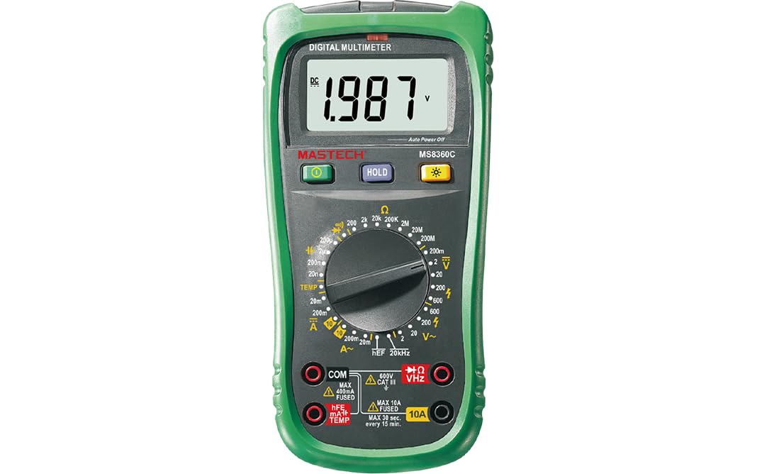 MGL MASTECH MS8360C/E/F/G MS8361D Digital Multimeter DMM Inductance Capacitor hFE Tester AC/DC Voltage Current Ohm Meter with Temperature Diode Continuity Tester(MS8360C)