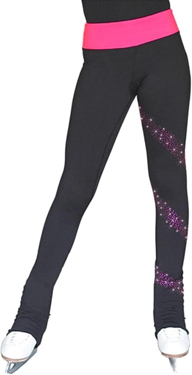 Professional Thermal Comfort Figure Skating Pants with Spiral Stripes, Advanced 4-Way Stretch Ice Training Leggings for Optimal Performance