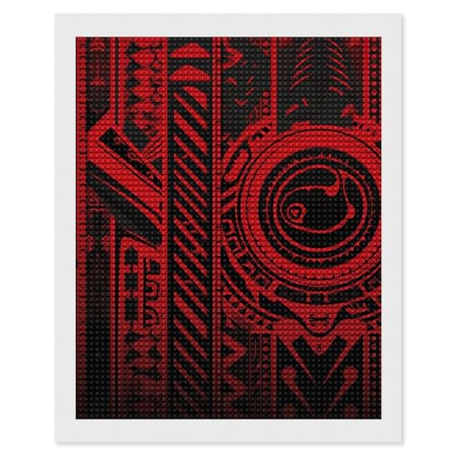 Kit de peinture diamant noir et rouge FodPand 40x50 cm avec strass ronds pour adultes