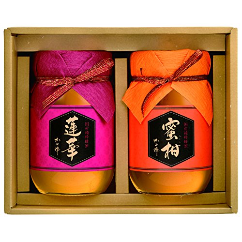 はちみつ 専門店【かの蜂】 国産 蜂蜜 プレミアム ギフト セット (国産レンゲ・国産みかん)600g×2本 完熟 の 純粋 蜂蜜セット
